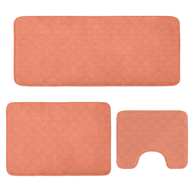  Ensemble de tapis de salle de bain 3 pièces Peach Peach Peach