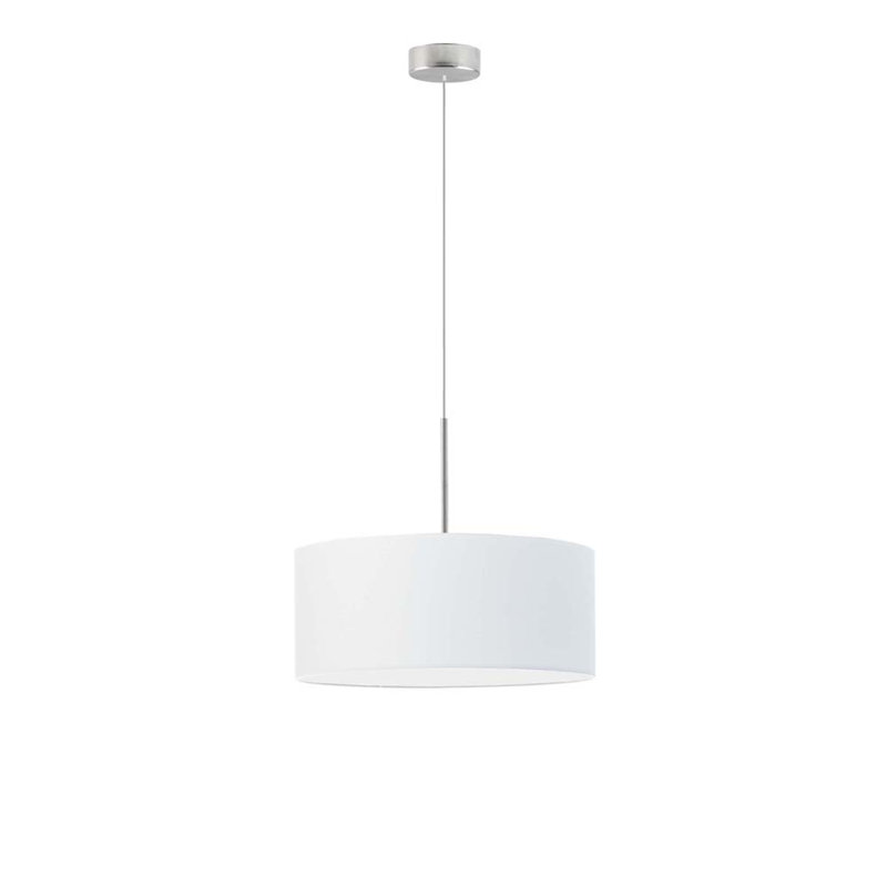 Aubryn 3 - Light Drum Pendant, 120cm H x 40cm W x 40cm D, Brushed Steel, White