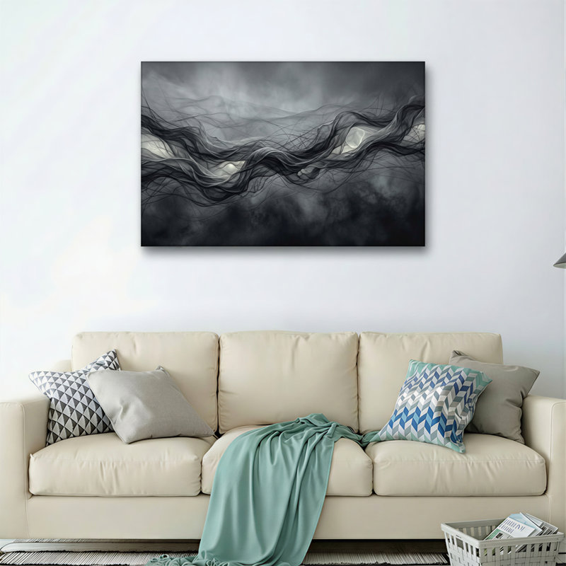 Ensemble de 1 tableau sur toile « Vagues sombres », 20"H x 30"W, Wrapped Canvas