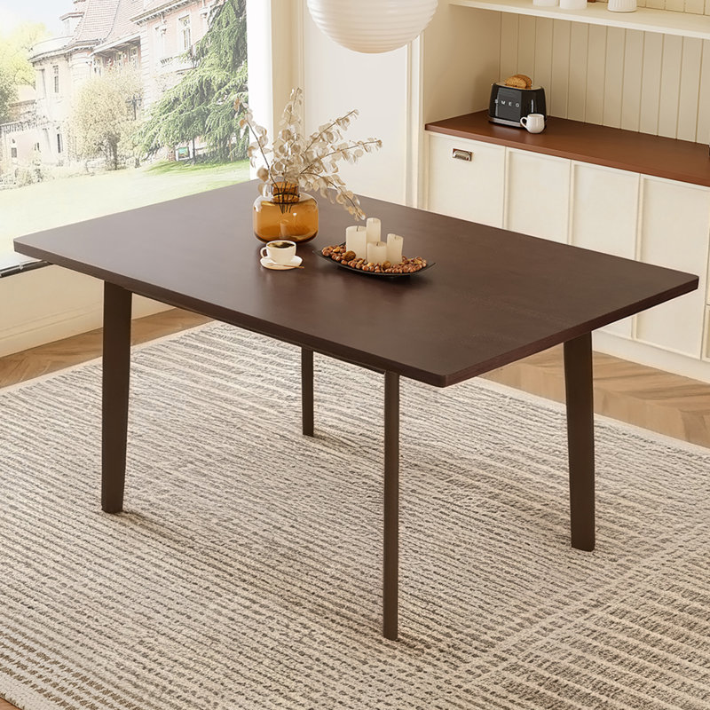 Table de salle à manger rustique 60 "avec structure en bois massif, table de salle à manger moderne minimaliste pour la cuisine