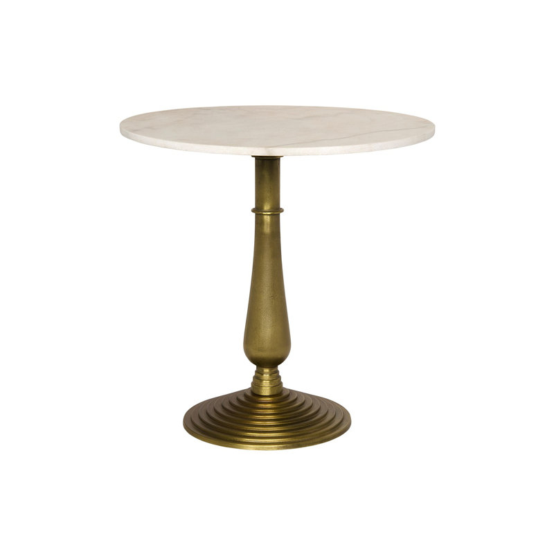 Alida End Table, White, Antique Brass