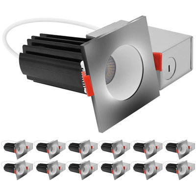 Luxrite 2 po Éclairage encastré à DEL, lumière Canless à régression profonde, garniture interchangeable ronde blanche et carrée en chrome, 5ccT, 1000LM, 15W, paquet de 12 à intensité variable