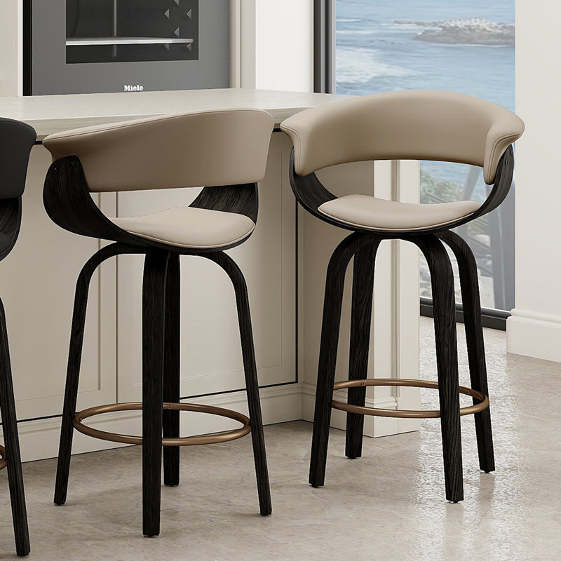 Tabouret de comptoir de 26 po Mid-Century, Beige