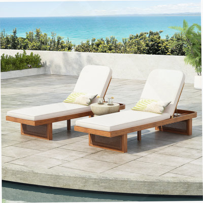 2 Pieces Outdoor Lounge Chair With Cushion