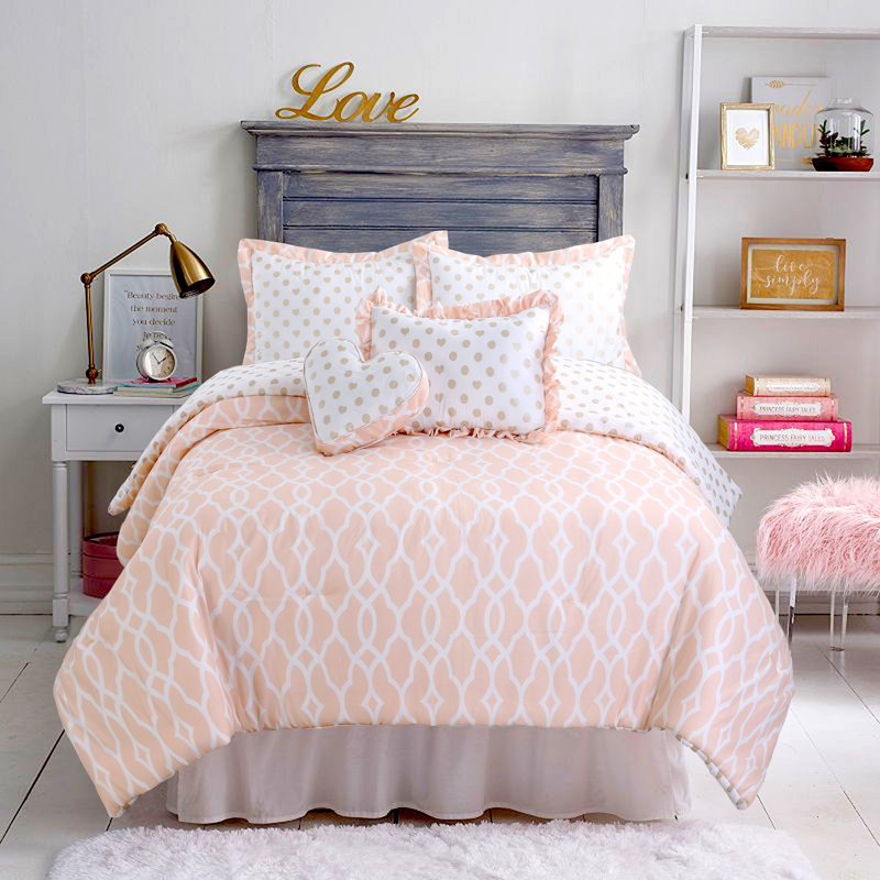Twin White Microfiber Reversible Girls' Comforter Set