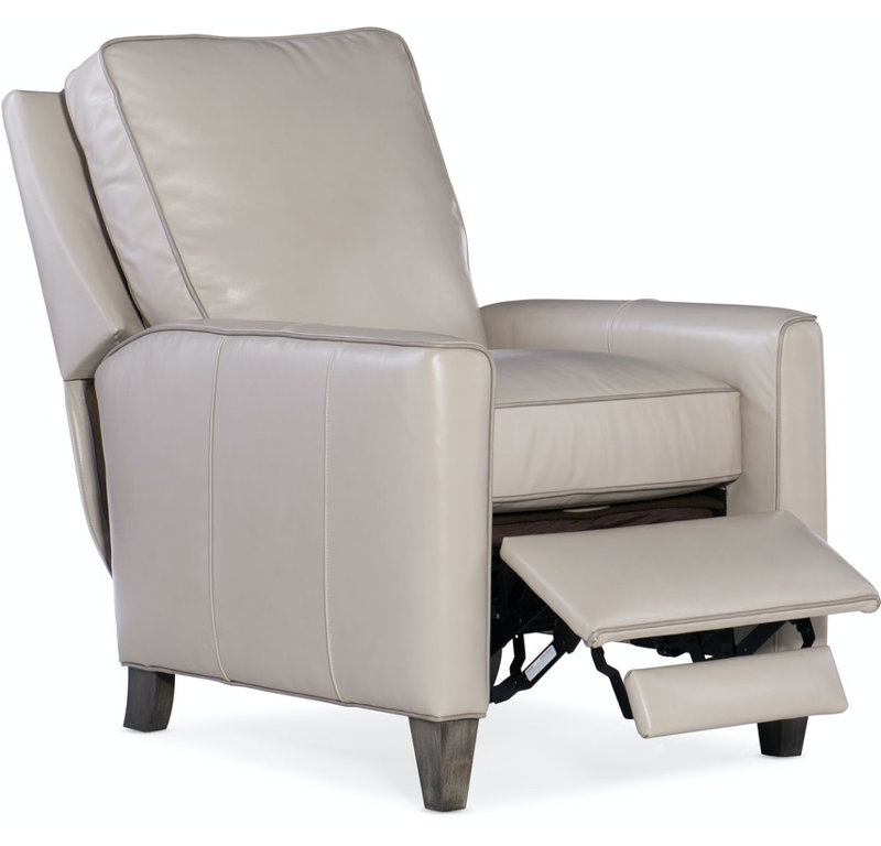 Yorba Leather Armchair, Aline Light Gray Stonewash Genuine Leather, Cobblestone, Push Back