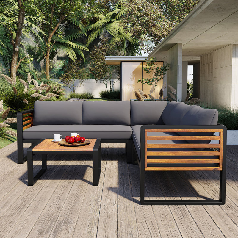 Ensemble de conservation pour patio 4 pièces, Gris