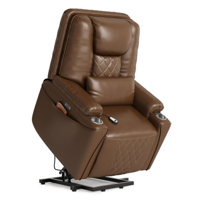 Fauteuil releveur électrique, canapé inclinable en cuir PU avec ports de chargement, porte-gobelets, assistance électrique pour personnes âgées, fauteuil de cinéma maison avec télécommande pour salon