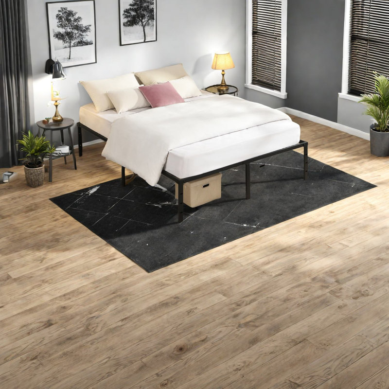 Structure de lit grand en métal robuste avec rangement, conception moderne pour la maison
