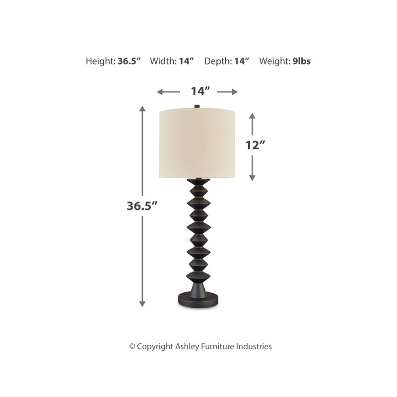 Luanndon 36.5" Black Polyresin Buffet Lamp with Fabric Shade
