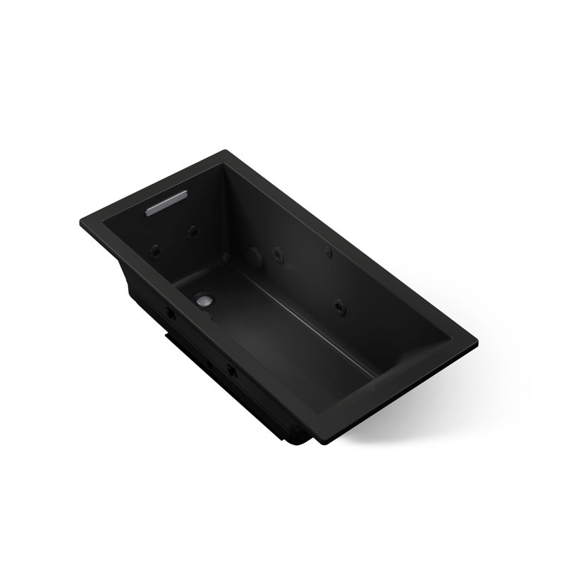 Baignoire à air sous-jacente chauffée avec drain réversible, Noir