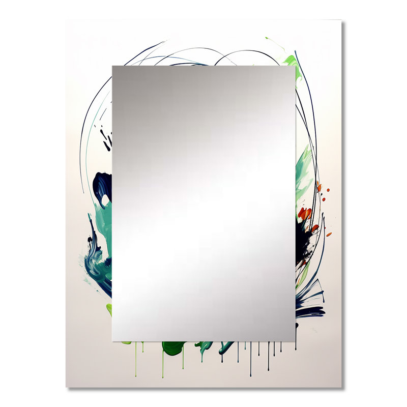 «Green» et «Abstract» à l'encre abstraite III - peinture abstraite grand miroir, miroir mural décoratif moderne, impression sur métal