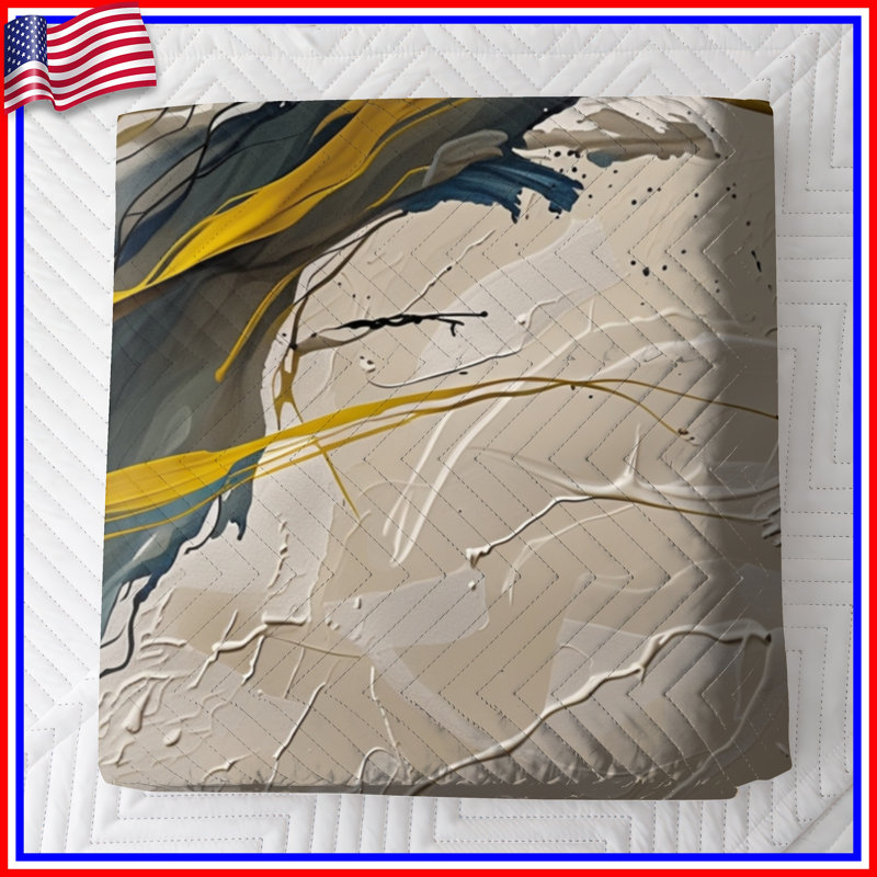 Abstract Beige Waves Quilted Bedspread All Sizes, Twin