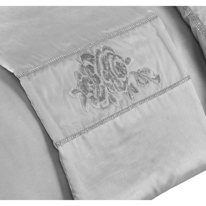  Amara Embroidered Silver Bed Runner 50x200cm, Silver