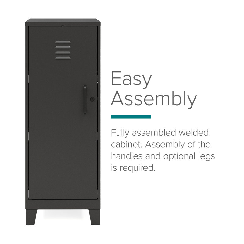 Black 42.5" High Metal Storage Locker Cabinet with 3 Shelves