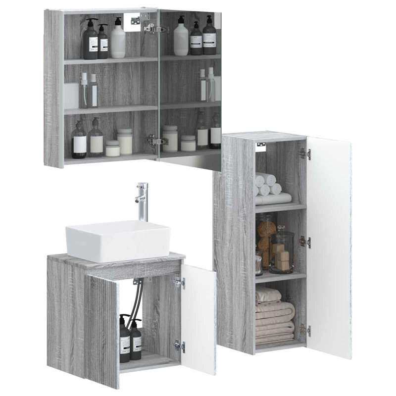 Vanity & Mirror Set, Grey