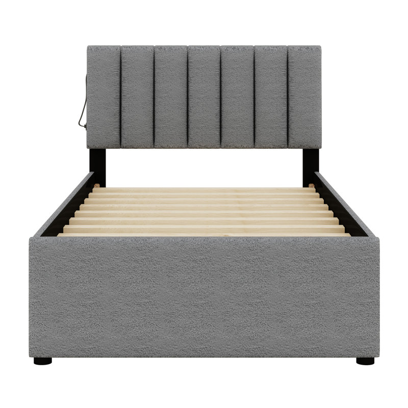 Lit plateforme tapissier avec lit gigogne