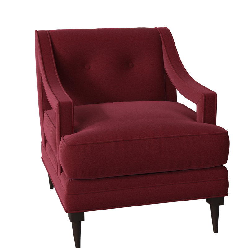 Perry Sunbrella® Boucle Tufted Armchair, Margaret Lipstick, American Walnut