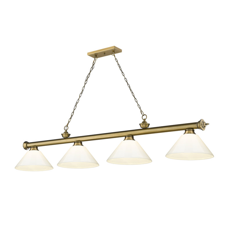 Billard 4 lumières Annaleisa, Blanc, Plaqué bronze