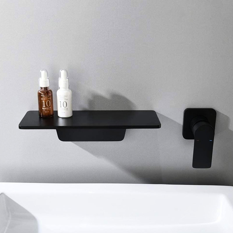 Bathroom Waterfall Faucet Matte Black, Crafted From Brass, Single For Seamless Water Adjustment, Space Saving Solution Black Faucet, Made Of Design Smooth Control,