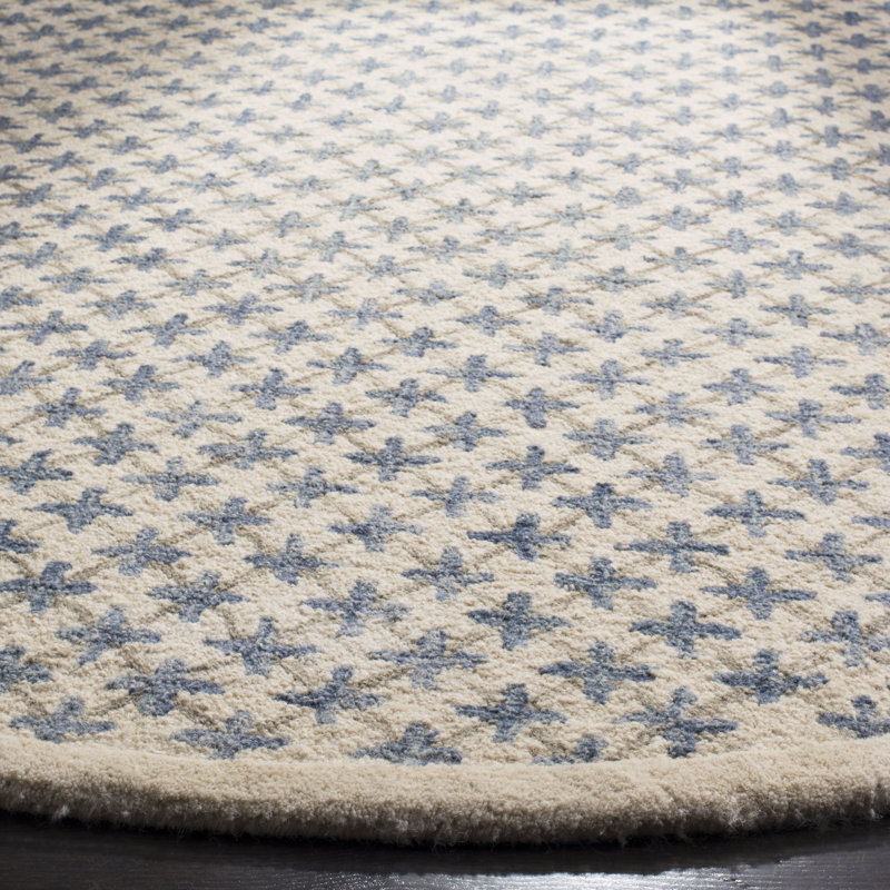 Dietrich Hand Tufted Wool/Cotton Geometric Rug in Ivory, Round 6'
