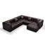 Ensemble de canapé modulaire en forme de L de 132,5 po, canapé modulaire 5 places rembourré en similicuir avec conception touffetée à la main pure, 1 repose-pieds et 5 coussins, combinaison multiple pour le salon