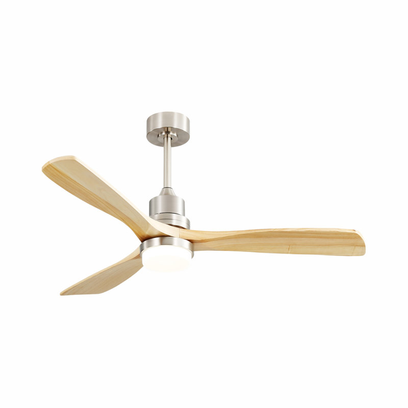 Indoor 52 Inch Ceiling Fan With Dimmable Led Light 6 Speed Remote 3 Wood Blade Reversible DC Motor For Bedroom