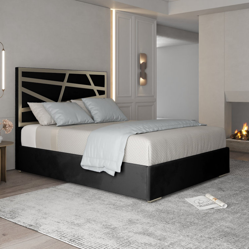 Anatolie Upholstered Bed, Black, Super King (6')