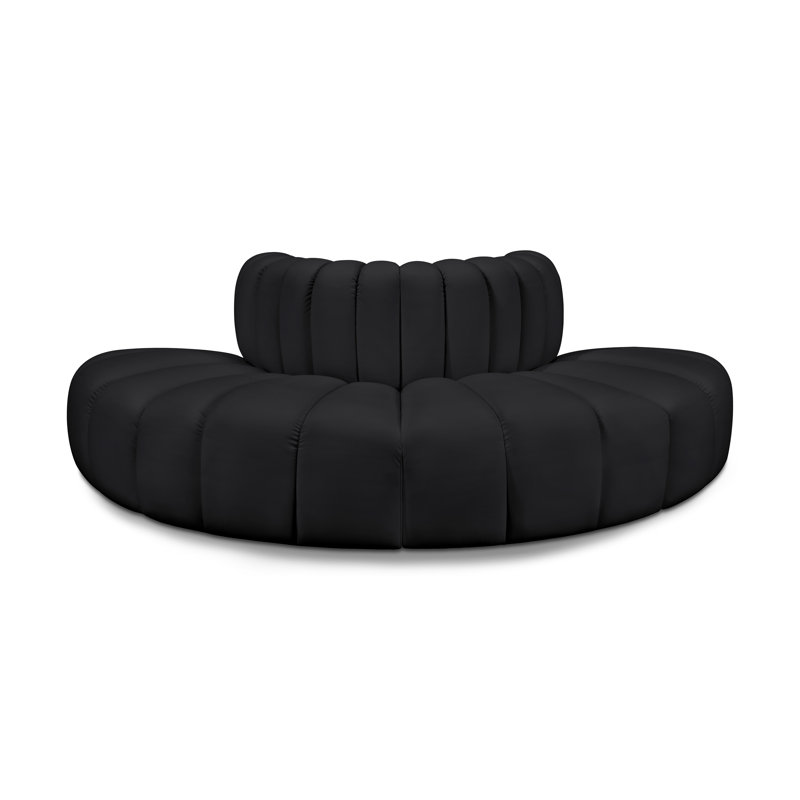 Issaih Upholstered 90 " Sofa, Black Vegan Leather