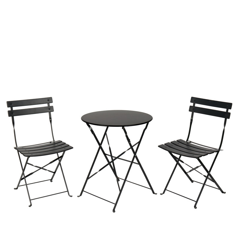 2 - Person Patio Dining Set with Round Table, Black