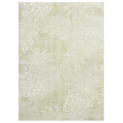 Indoor/Outdoor Area Rug,5'3"X7'3"-Green/Ivory