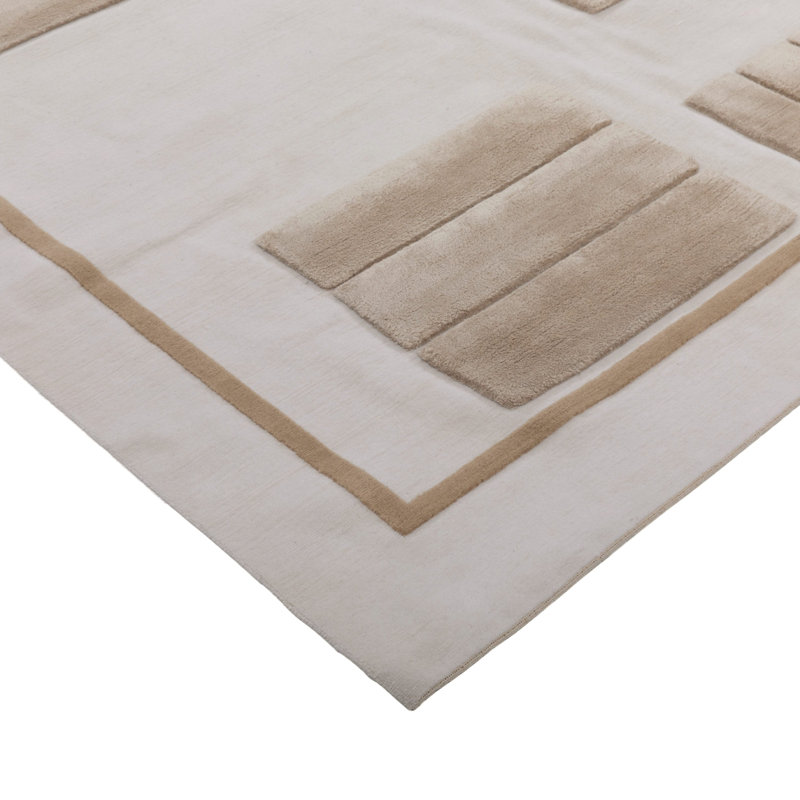 Camel Modern Wool Silk Blend Rug - 9' x 12'