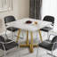 Table de salle à manger carrée avec plateau en panneau de fibres à densité moyenne blanc et base en acier doré, pour 4 à 6 personnes, pour la cuisine ou le bureau