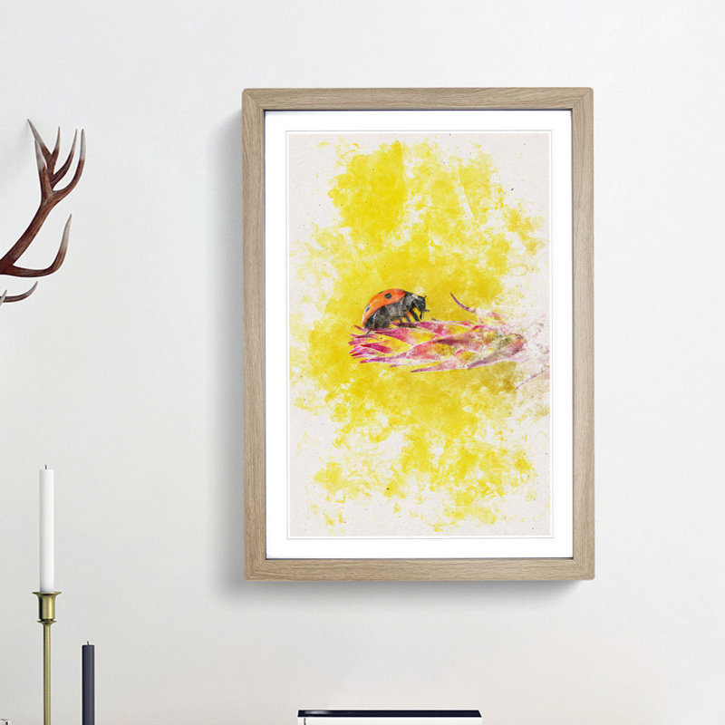 Ladybird - Picture Frame Painting Print, 87cm H x 62cm W x 2cm D, Oak Framed