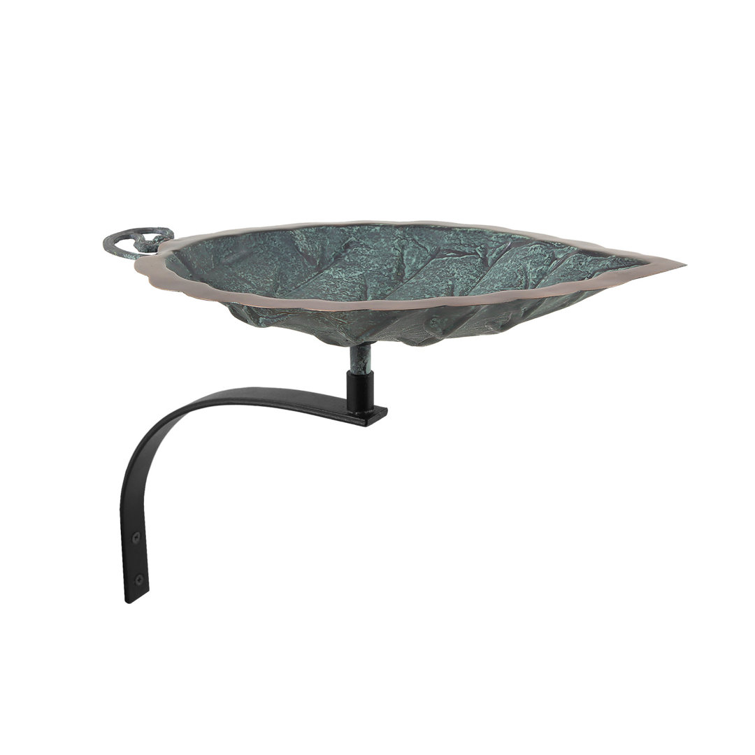 Aspen Leaf Birdbath with Wall Mount Bracket Charlton Home®