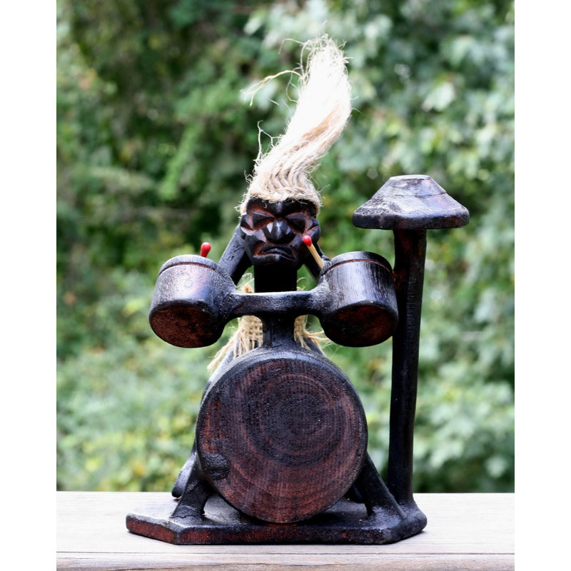 Statue tribale avec trousse de tambour Tiki Bar Ghislain Primitive