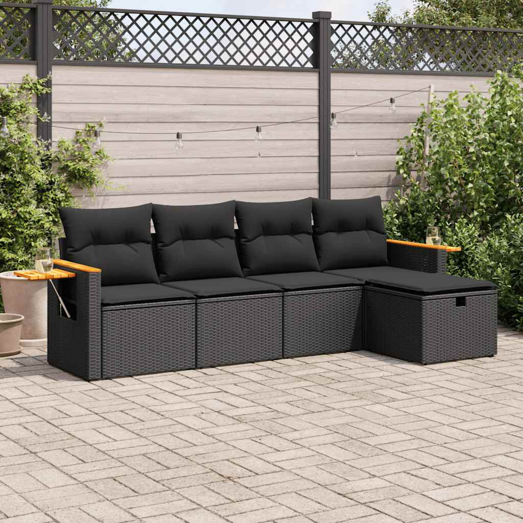 Vidaxl 5-Tlg. Garten-Sofagarnitur Mit Kissen Beige Poly Rattan