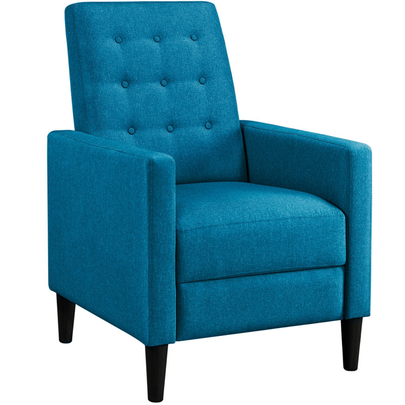 Single Reclining Chair With Adjustable Back & Footrest, Blue
