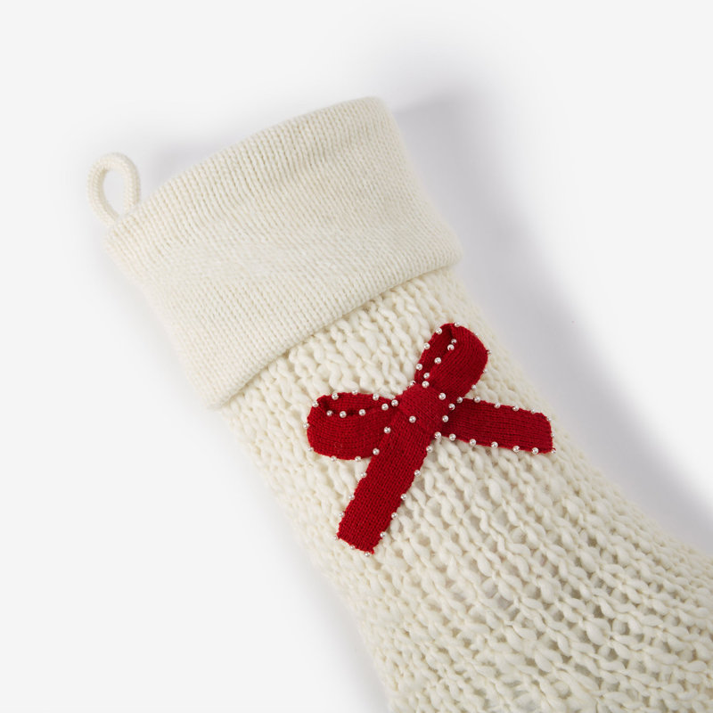 Chaussette de Noël personnalisable en tricot Noel Bow - rouge