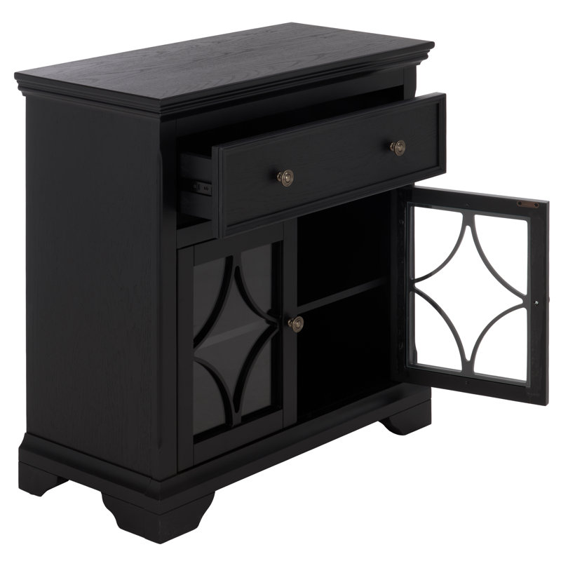 David 2 Door 1 Drawer Cabinet, Black