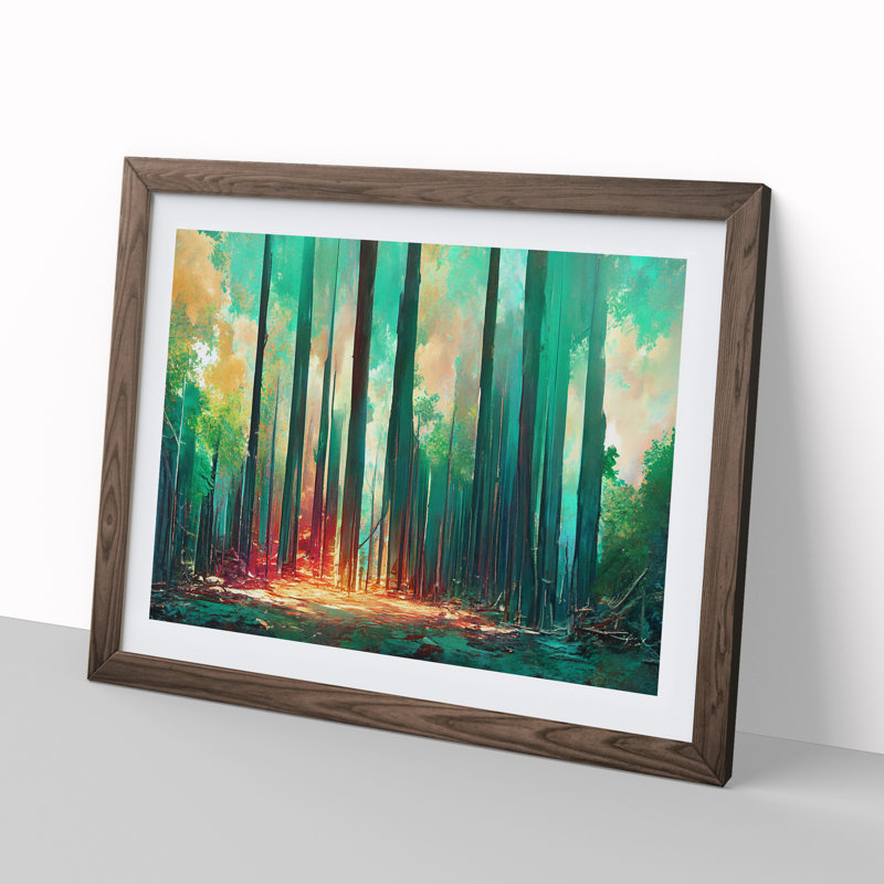 Exciting Abstract Forest Vol.2 - Single Picture Frame Painting, 34cm H x 46cm W x 2cm D, Walnut