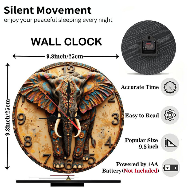 Horloge éléphant colorée