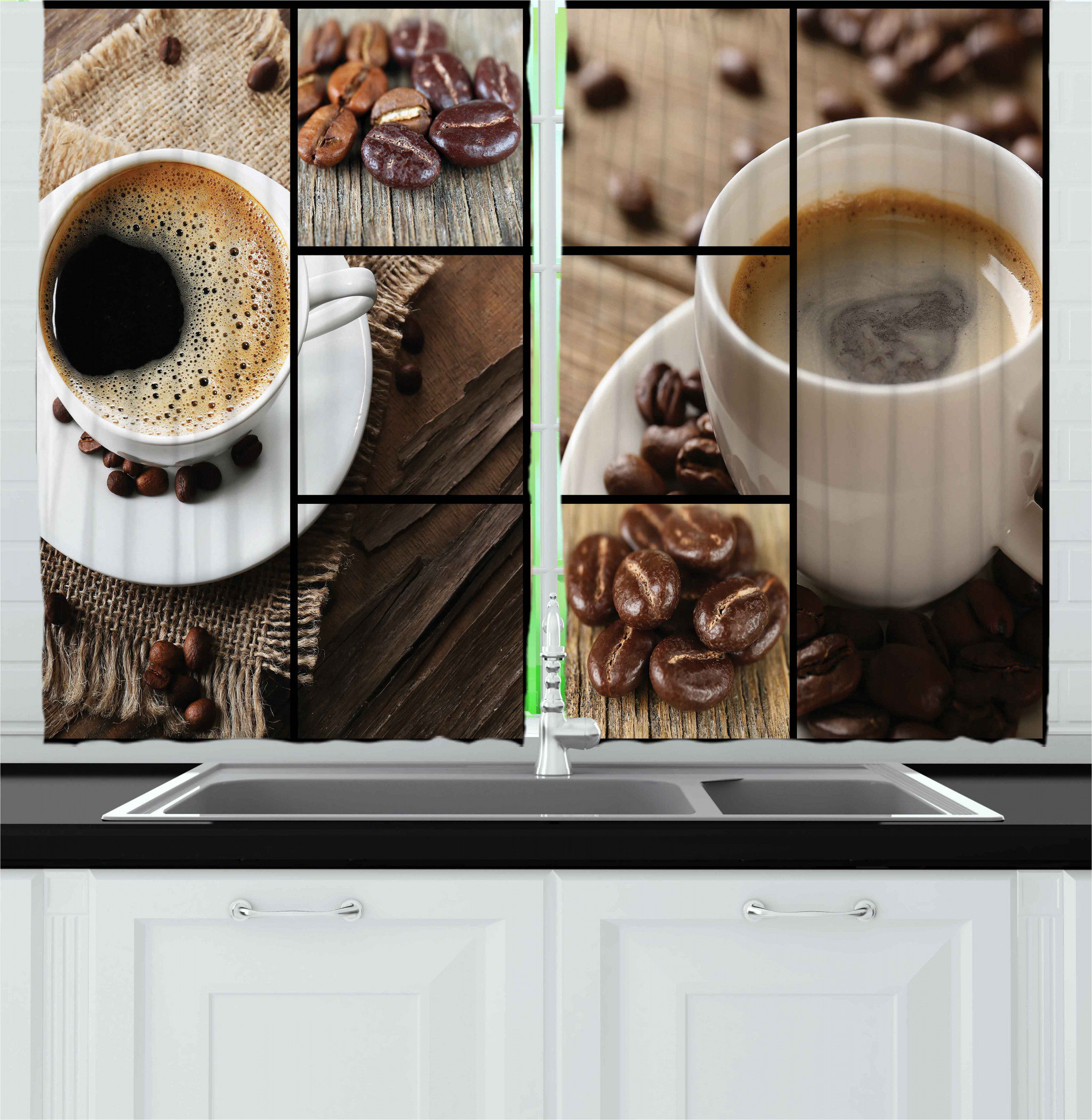 East Urban Home 2 Piece Coffee Themed Collage Close Up Mugs Beans on