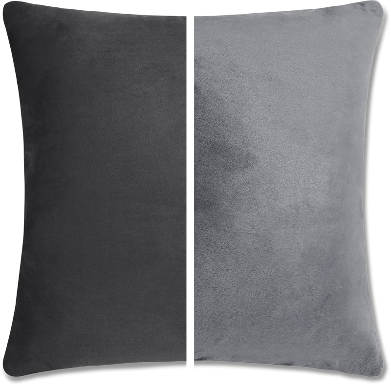 2 pièces luxueuses en duvet carré haut de gamme, 16 po x 16 po, Gris fer, Polyester / bourre de polyester - microbilles