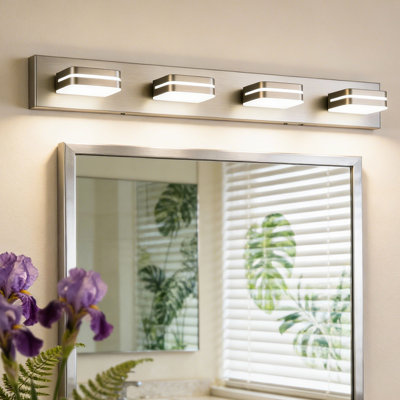 30" 4-Light LED Bathroom Vanity Light Bar, Adjustable 5 CCT, 24W, Brushed Nickel
