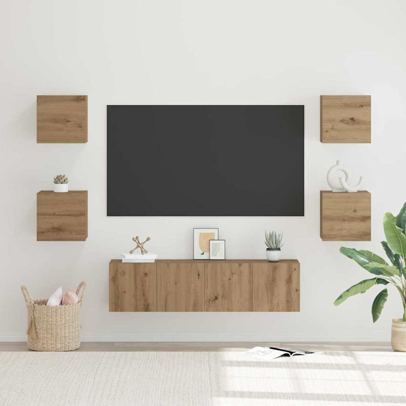 TV Cabinet Set 6 Pcs Medium 120 X 30 X 30 Cm, Artisan Oak