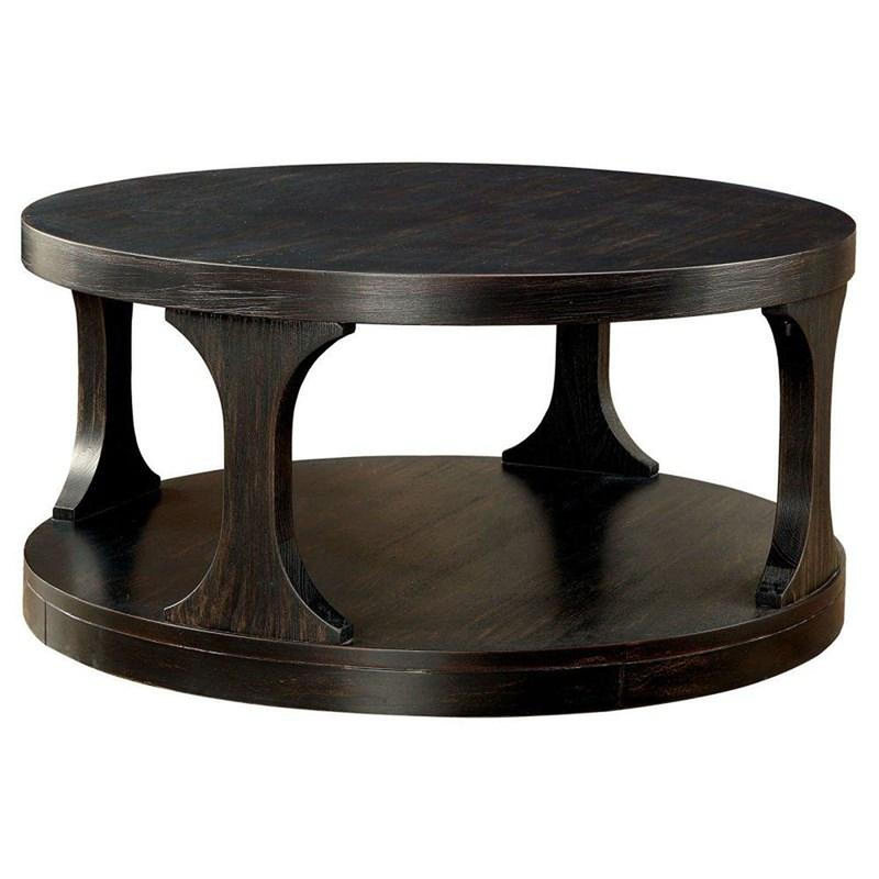 Table de bout style transitionnel avec finition noire antique et structure audacieuse 1pc avec tablette de rangement supplémentaire