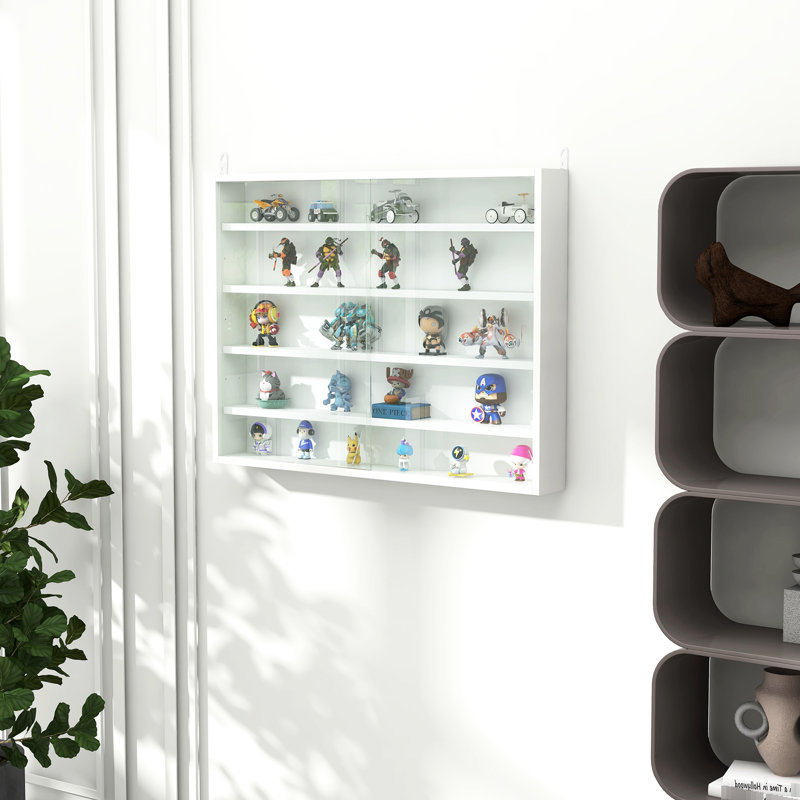Présentoir à 5 tablettes réglables, blanc - idéal pour exposer des médailles et des objets de collection