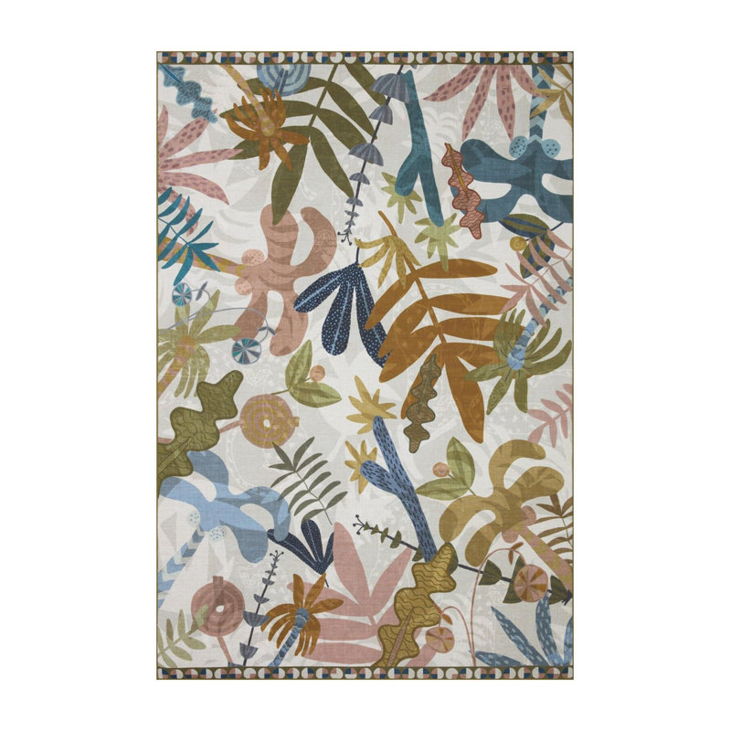 Tapis à imprimé numérique beige, Rectangle 4 pi 7 po x 6 pi 6 po