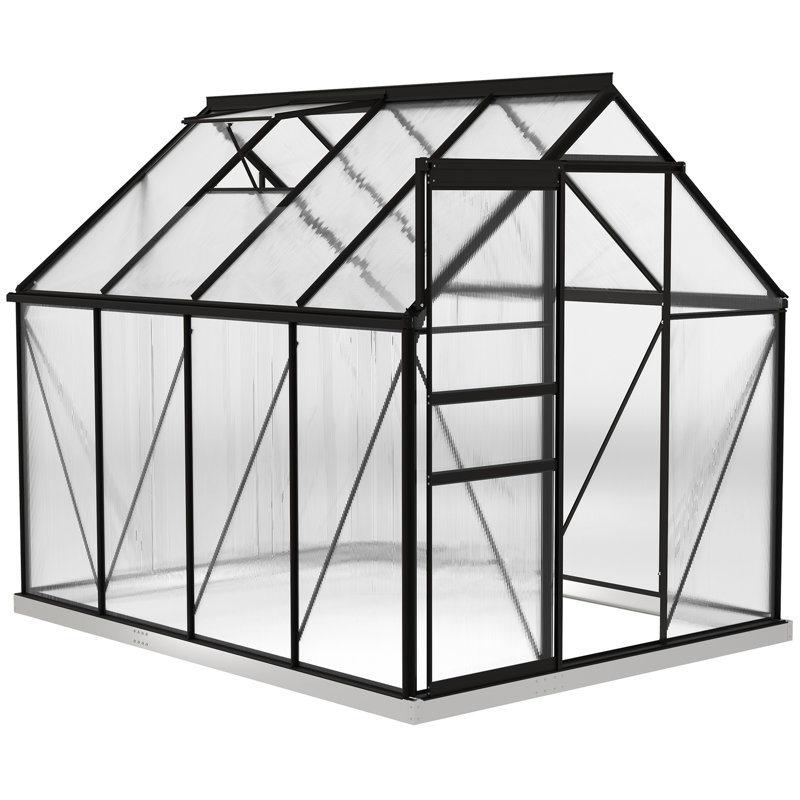 Serre en polycarbonate, serre accessible à pied, Gris,  6 pi x 8 pi x 6,5 pi